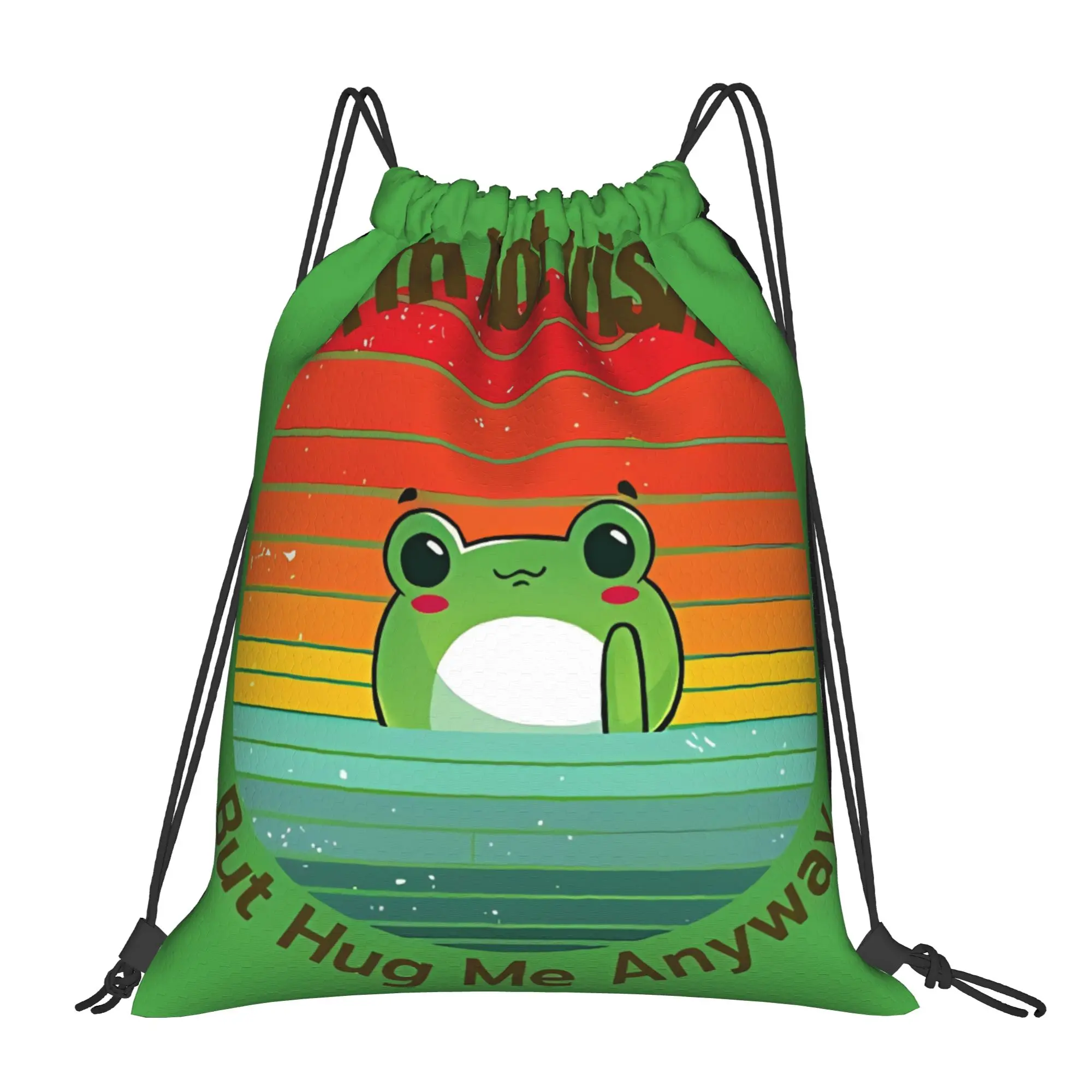 St Patricks Day I'm Not Irish, But Hug Me Anyway Cute Frog Portable Travel Riding Gym Drawstring Storage Sporty Backpacks