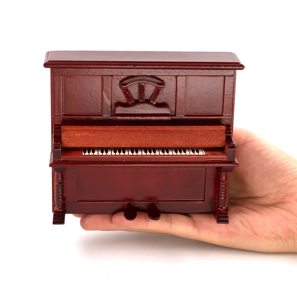 1/12 casa delle bambole in miniatura pianoforte classico in legno simulazione strumenti musicali modello giocattolo Mini decorazione accessori per case delle bambole