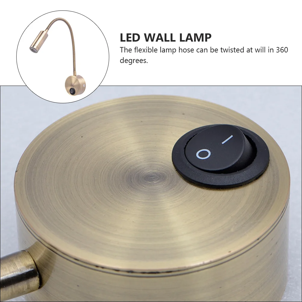 

1Pcs LED Wall Lamp Stylish European Spotlight Golden Adjustable Bedroom Bedside Reading Lamp Eye Protection LED Spotlight