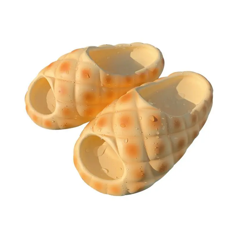 2025 designer falso abacaxi pão chinelos mulher chunky plana slides com eva nuvem sapatos para mulher 2025 verão praia flip flops