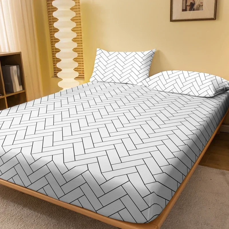 1 piece of Harrow porcelain white pattern frosted bedsheet, bedroom printed bedspread, bedding (excluding pillowcases)