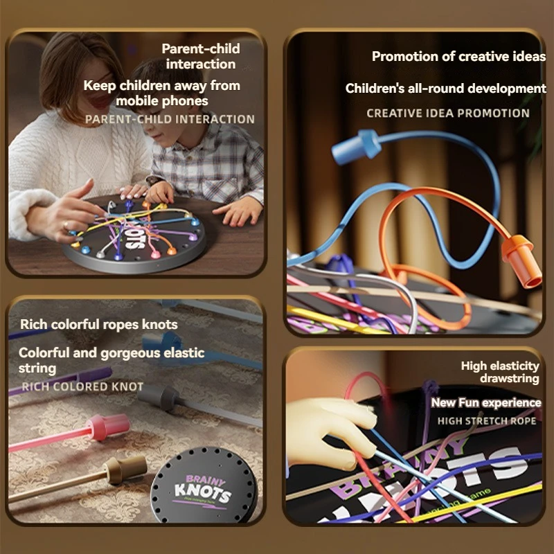 New Children Rope Knots Sensory Social Board Game Logical Thinking Challenge  Twisted Connected Line Brain Strategy Table Game