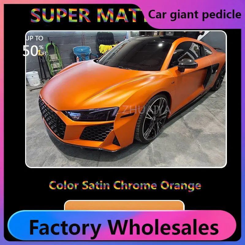 

Satin Matte Chrome Orange vinyl wrap Car Wrapping Sticker white Glossy vinyl Wrapcovering film car quality Warranty 5m/10m/18m