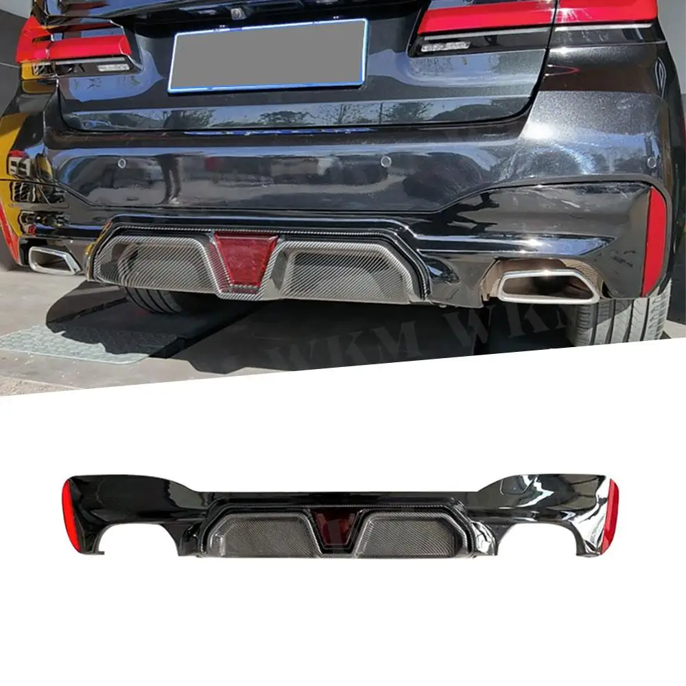 

JCYECF ABS Carbon Look Rear Bumper Diffuser Lip For BMW 5 Series G30 G38 Sedan 2017-2019 Rear Bumper Guard Gloss Black