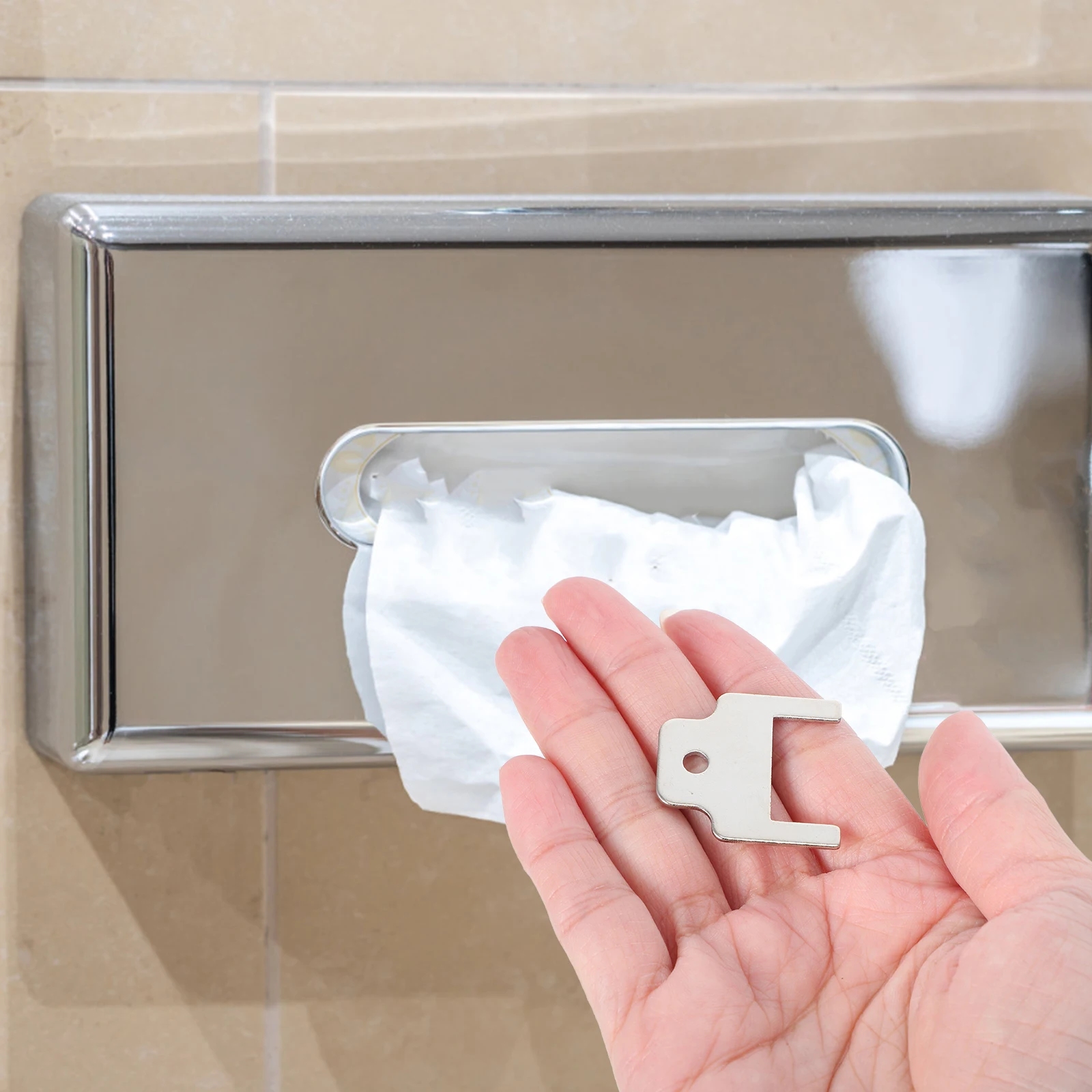 

4Pcs Toilet Paper Dispenser Keys Portable Metal Durable for Public Restroom Tissue Box Opening Toilet Roll Case Lock Replacement