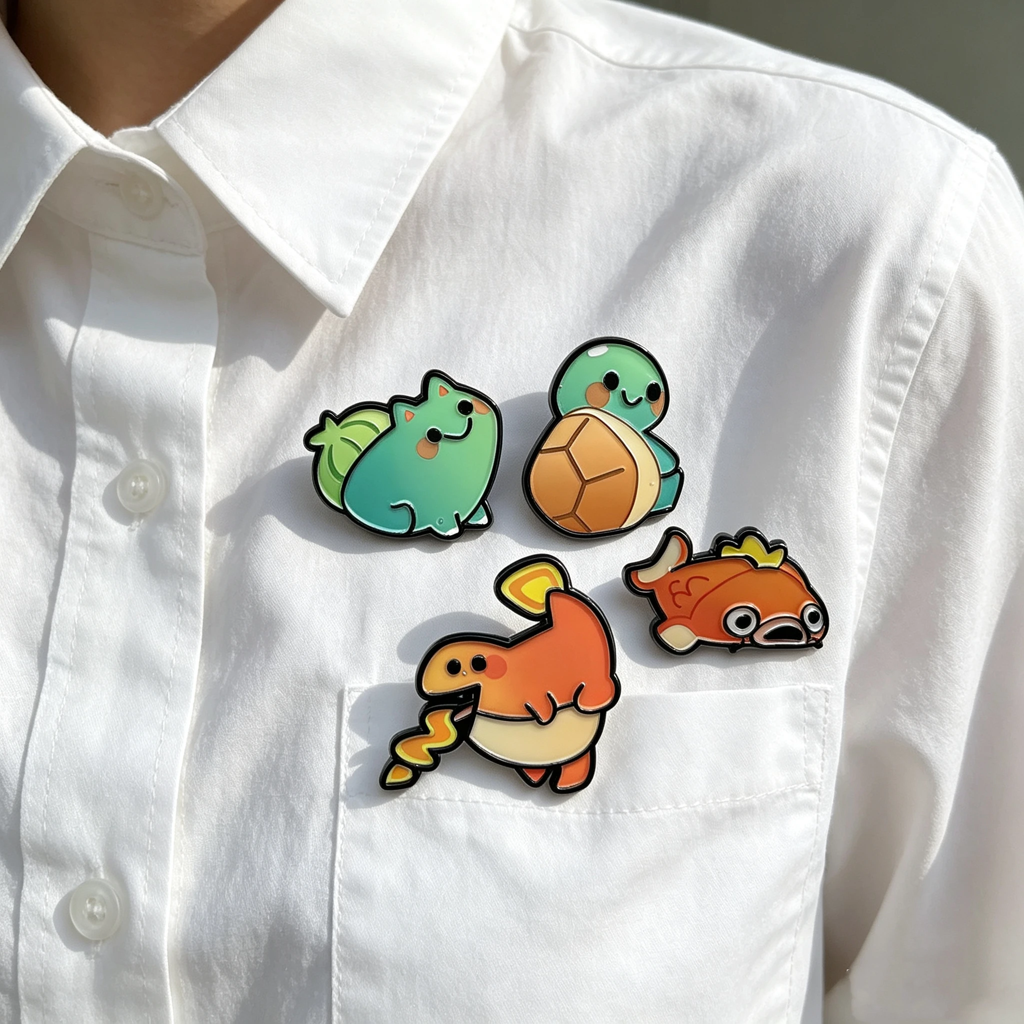4Pcs A Set Healing Cute Cartoon Small Animal Decorative Brooch Metal Pin, Chubby Creature Badges, Trendy Outfit Accessories