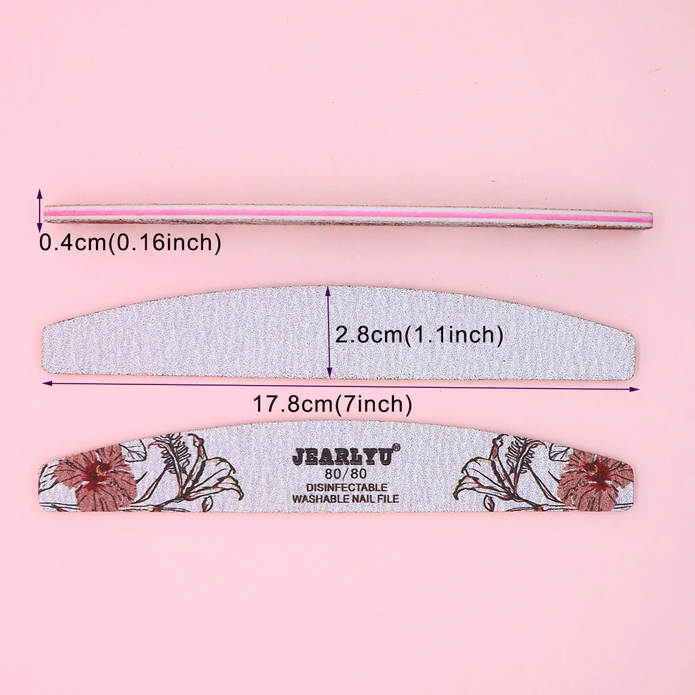 8/3/1pcs Professional Nail File Two-sided Half Moon Print Washable Sanding Manicure Files UV Gel Polish Pedicure Tools