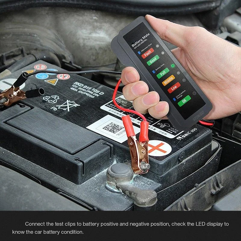 Mini 12V Car Battery Tester - 12 Volt Batteries Check, Vehicle Alternator Test, Diagnostic Tool for Automobile and Motorcycle