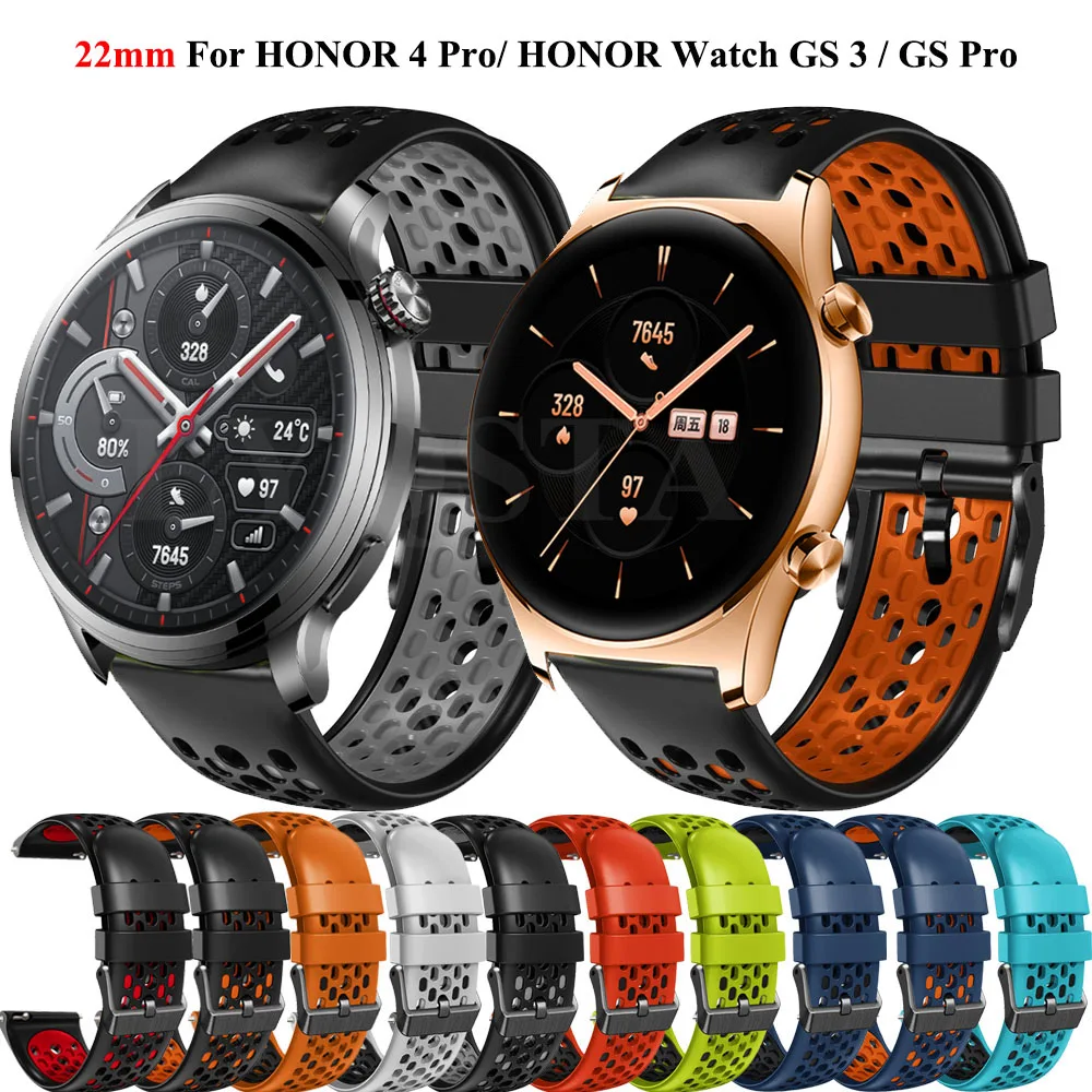 Watchband 22mm Strap For HONOR Watch 4 Pro GS 3i GS3/GS Pro Sport Silicone Band For HONOR Magic Watch 2 46mm Wristband Bracelet