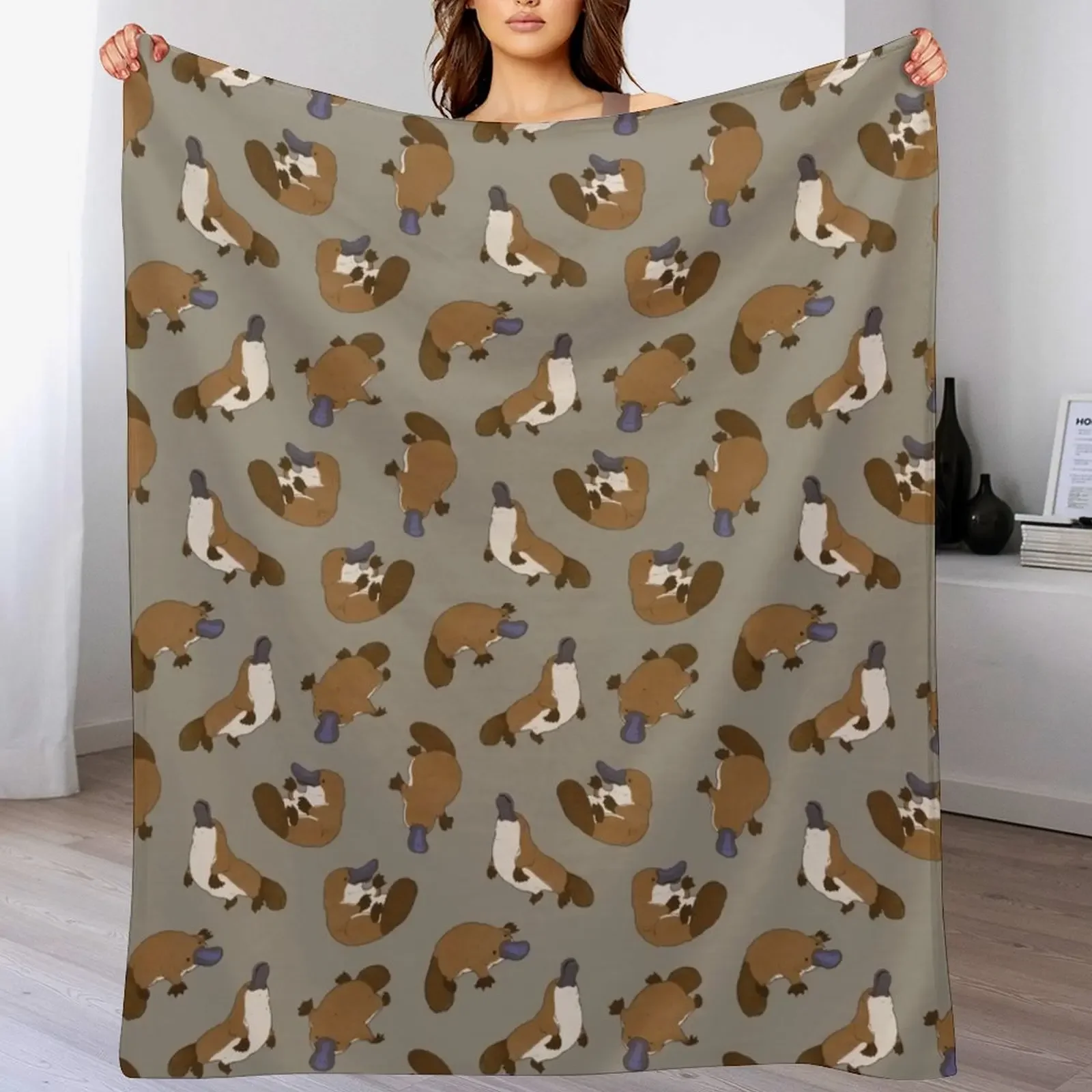 All-Over Adorable Platypus Print Throw Blanket Furry manga cosplay anime Blankets