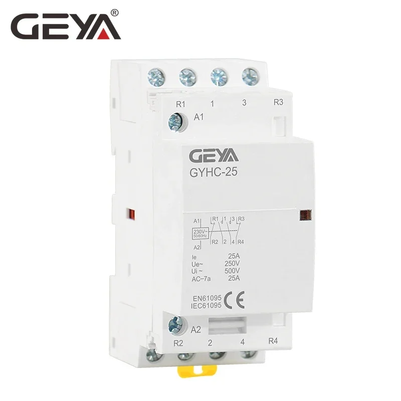 GEYA GYHC 4P 25A 220V/230V 50/60HZ Din rail Household AC Modular Contactor 4NO OR 2NO2NC OR 3NO1NC OR 4NC