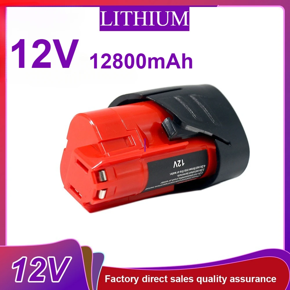 

12V Replacement Battery 12.8Ah Compatible with Milwaukee M12 XC 48-11-2410 48-11-2420 48-11-2411 12-Volt Cordless Tools Battery