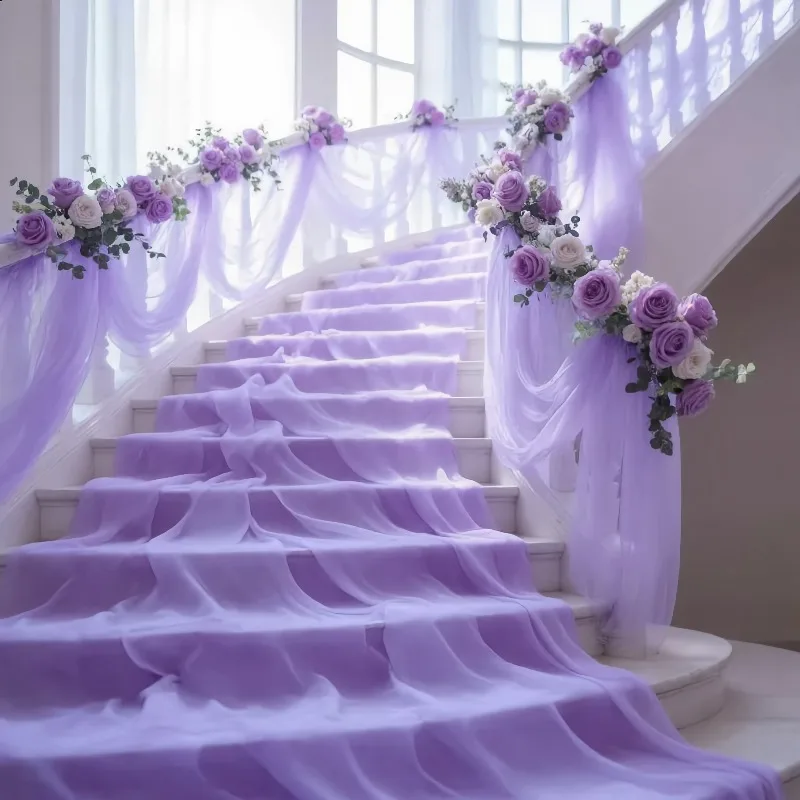 Romantic Lavender Sheer Tulle Ceiling Drapes, Flowy Airy Gauze for Wedding Arch, Tent Reception, Bridal Shower