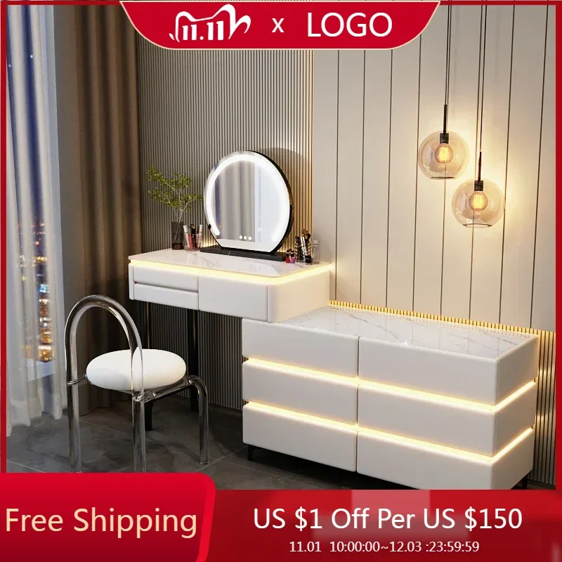 Bedroom Light Vanity Table Mirror Organizer Makeup Clothes Dressing Table Drawer Vanity Espejo Tocador Hotel Furniture