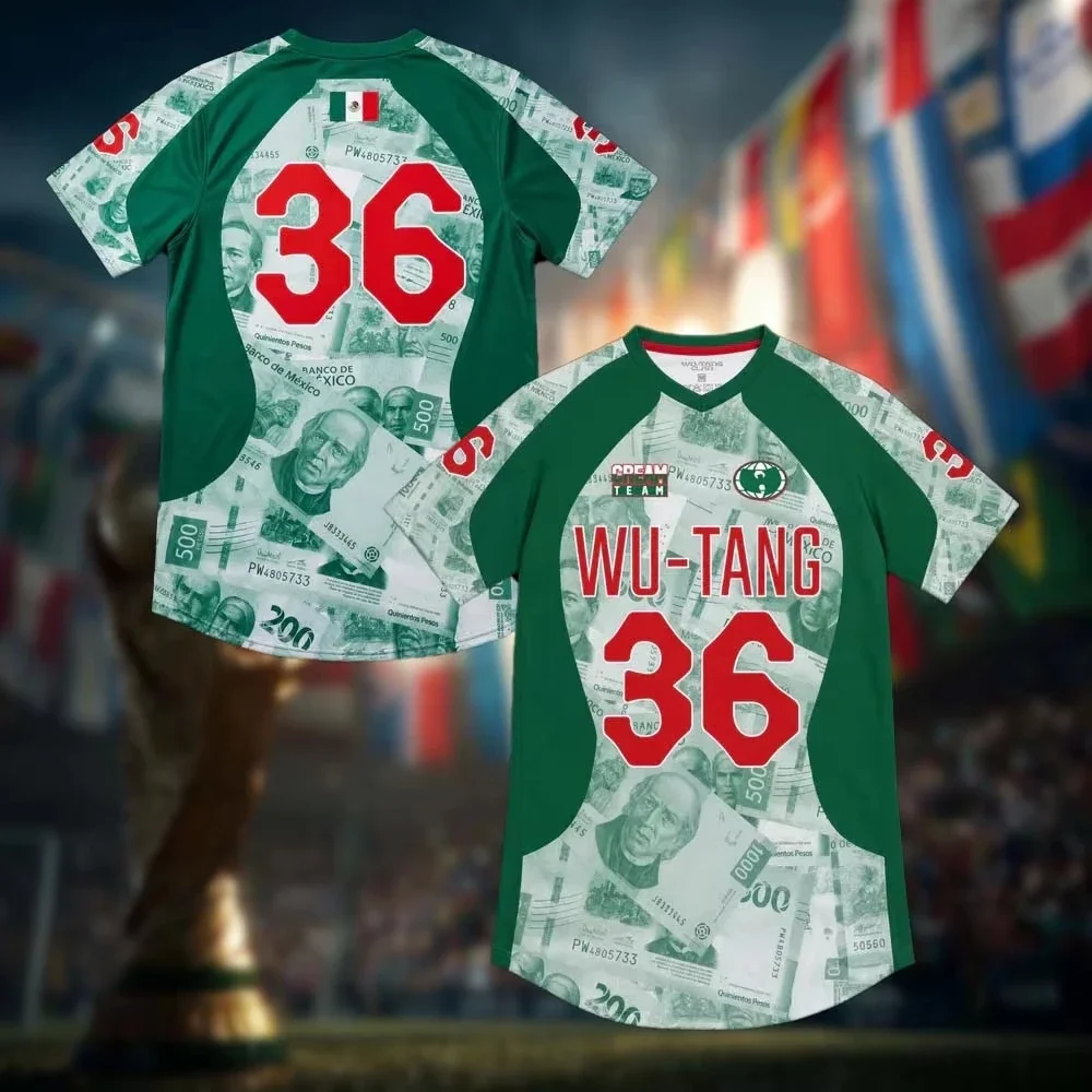 Wu Tang Clan C.R.E.A.M. bedruckte US-Team-Brasilien-Mexiko-Team-Fußballjacke, schnelltrocknend, atmungsaktiv, Y2k-T-Shirt, Familien-Match – Detail 6