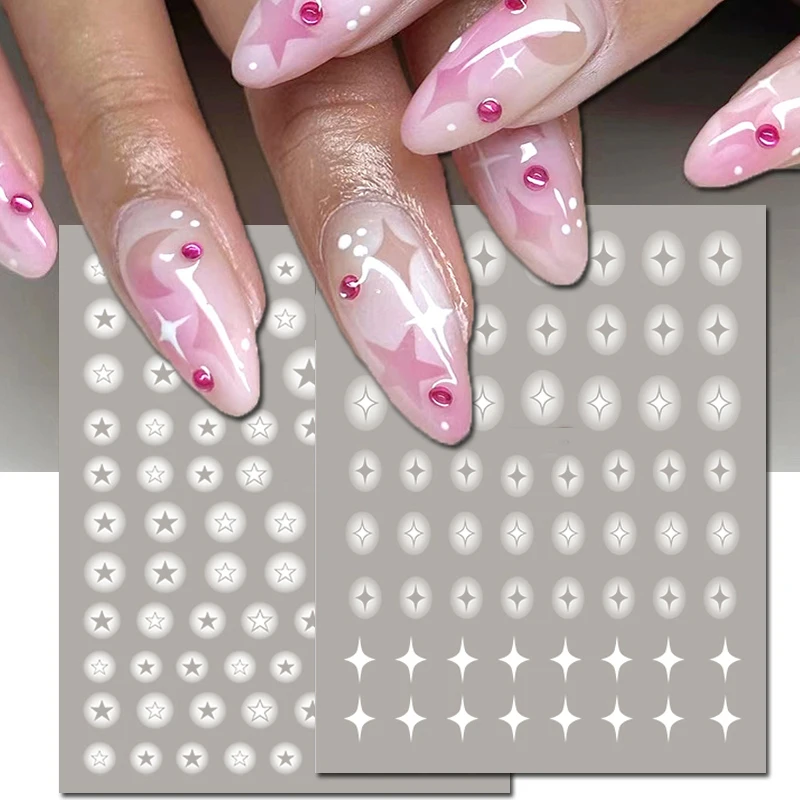 Nail Art 3d Decals White Hollow Hearts Stars Bows Butterflys Adhesive Sliders Nail Stickers Decoration For Nail Tips Beauty
