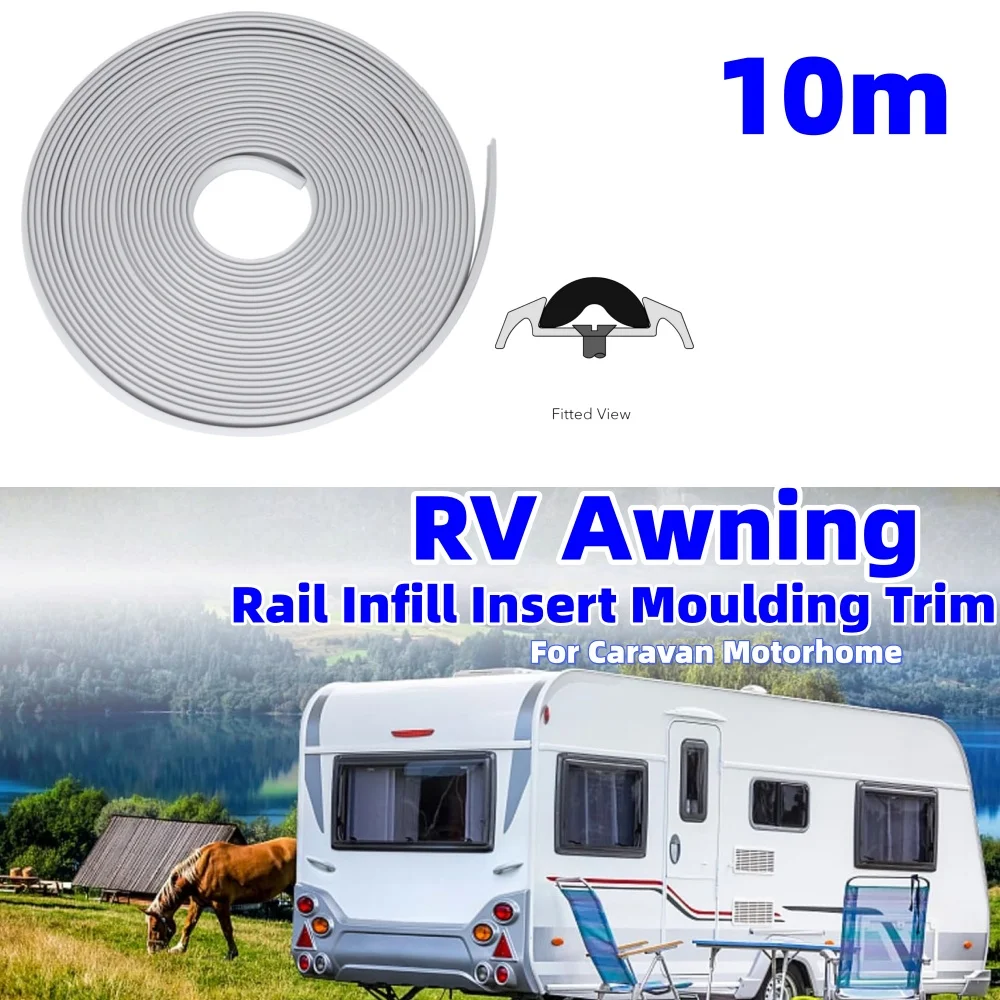 10m RV Awning Rail Infill Insert Moulding Trim Herzim Strip 12mm RV Camping SunShade Tent Accessories For Caravan Motorhome