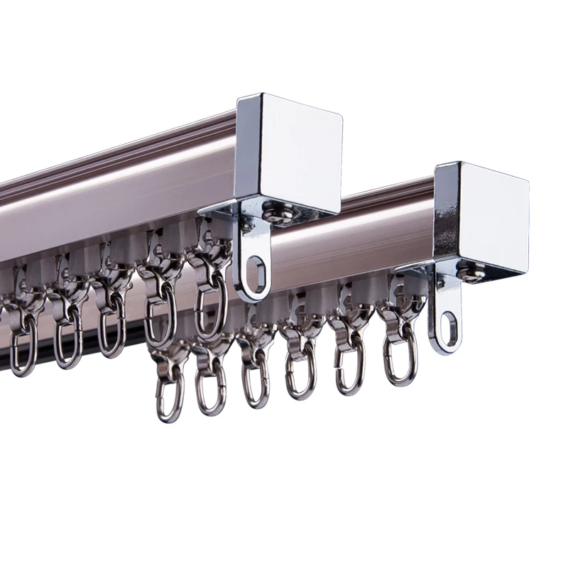 

Aluminum Alloy Curtain Track Curtain Rod Ceiling Side Installation Single Durable Triple Curtain Accessories Customized