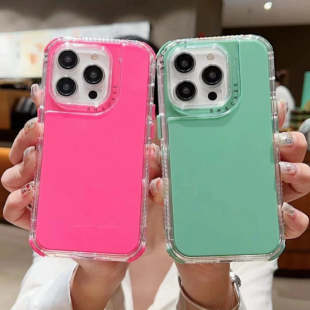 New style 3 IN 1 Military Grade Protection Solid Color Armor Case For iPhone 16 15 14 13 12 11 Pro Max MINI  XR XS Max Cover