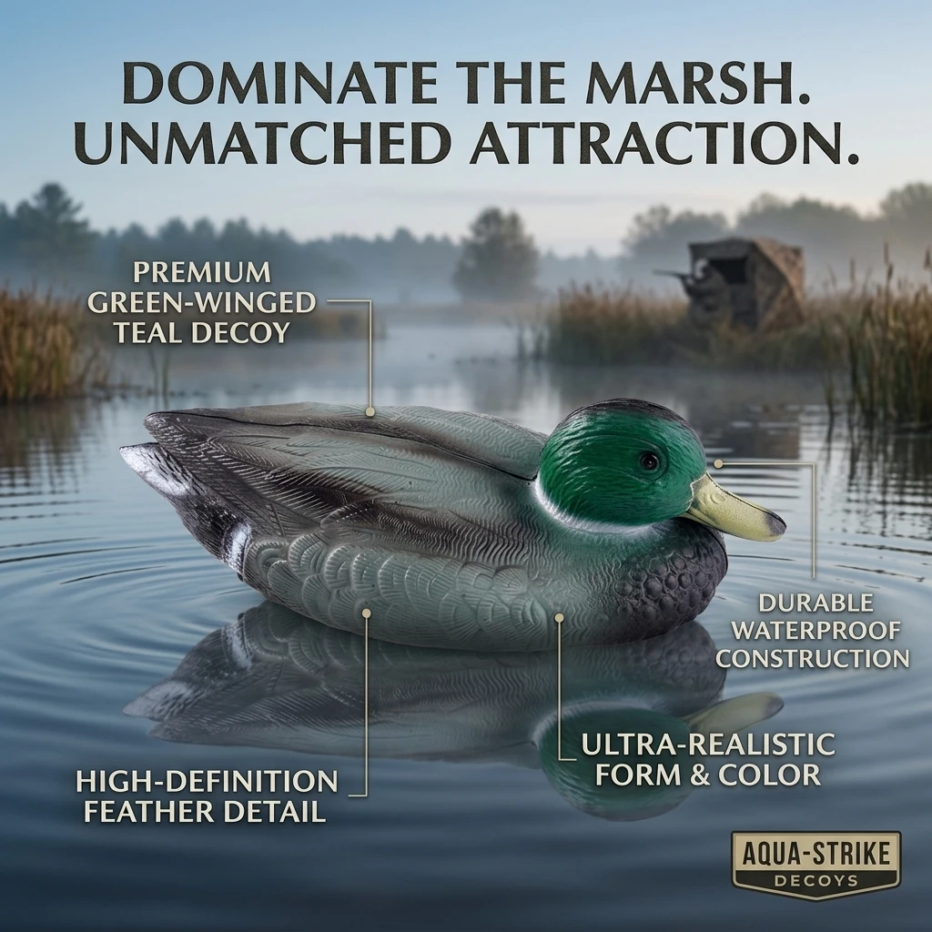 Decoy Duck Plastic - 1個入り、リアルなプラスチック製の鴨型ルアー。庭の装飾や、水に浮かべて使用する鴨型おとりとして最適。屋外での使用に適したリアルな鴨型ルアー。