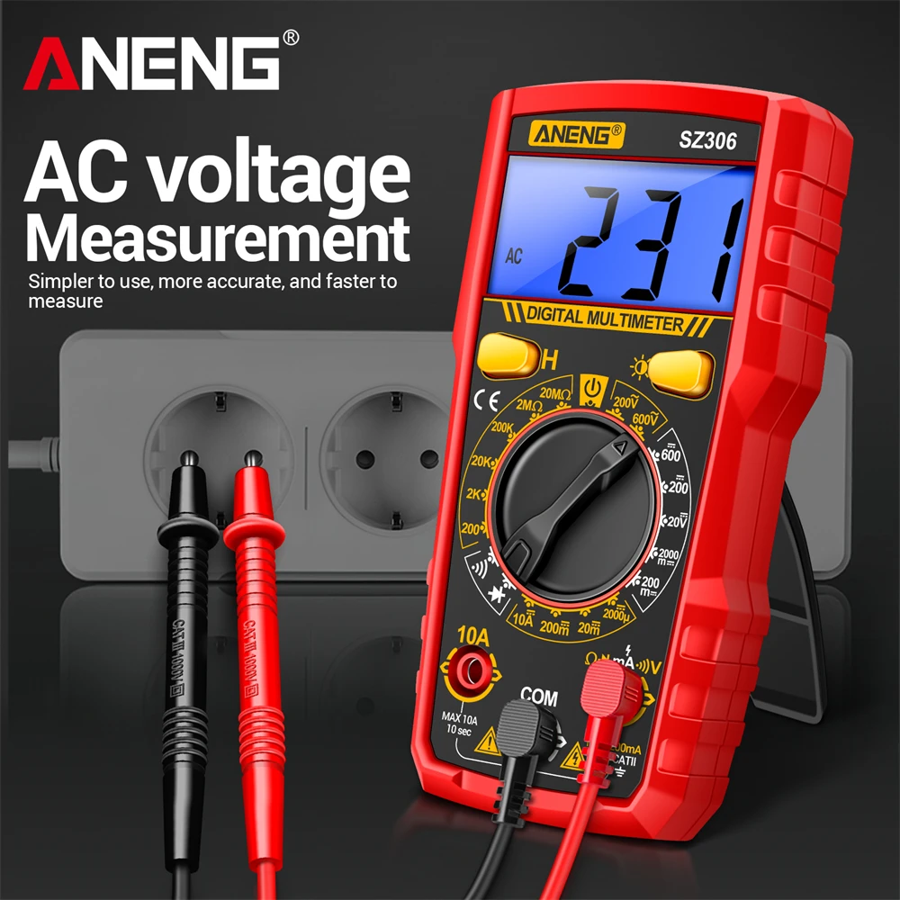 Smart Multimeter Digital ANENG SZ306 Professional AC/DC Voltage Meter DC Current Resistance Diode 20M Ohm Multimetro Tester Tool