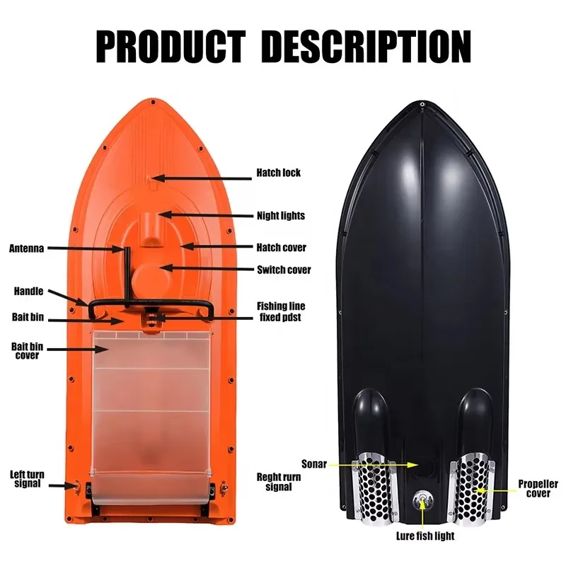 20A Oranje Fishfinder met twee batterijen Karpervissen Sonar Fishfinder Voerboot Gps-stuurautomaat