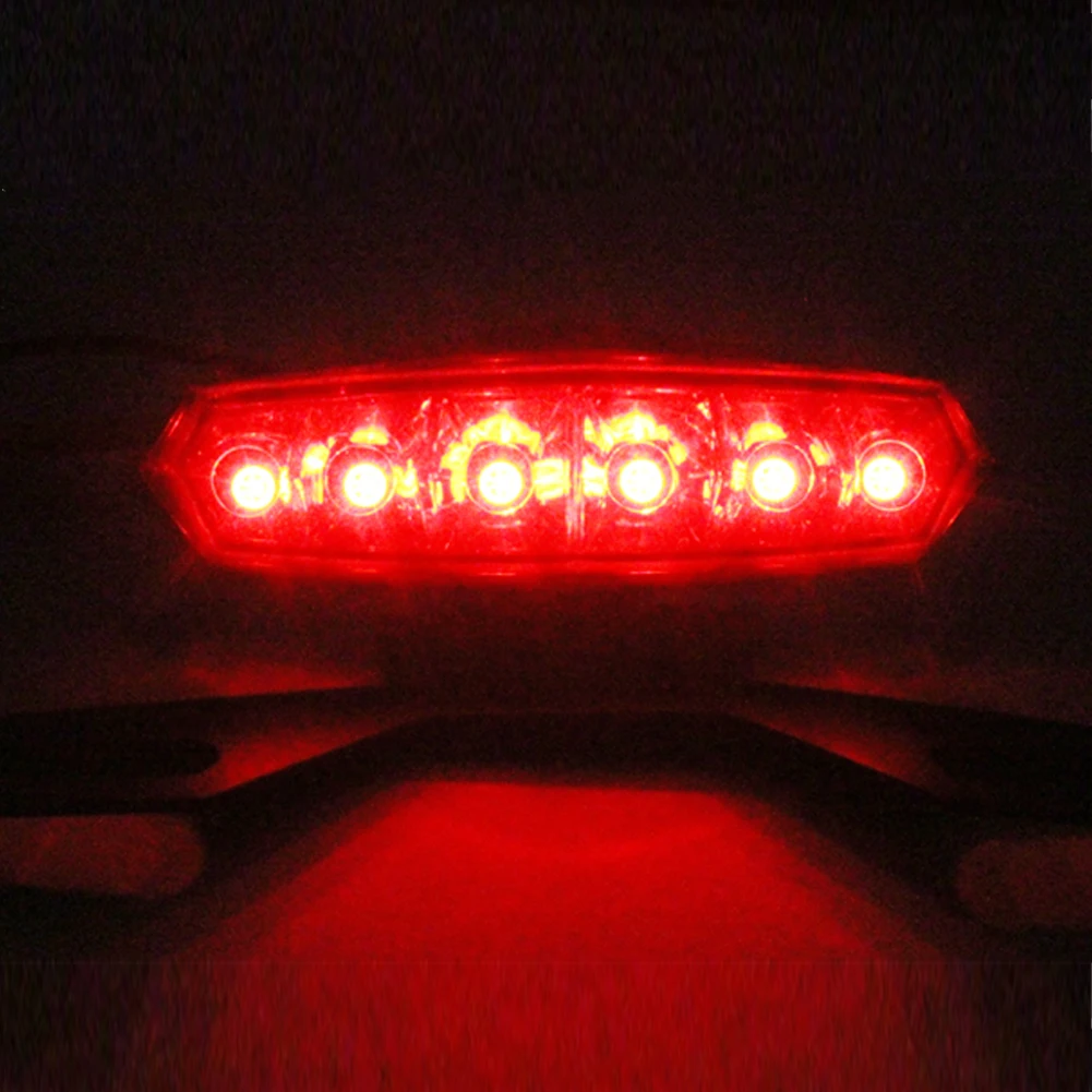 12V 6 LED Motorcycle Rear Tail Light Rear Lights Brake Stop Light Racer Dual Color Lamp Motorbike Accessories Bracket Mount