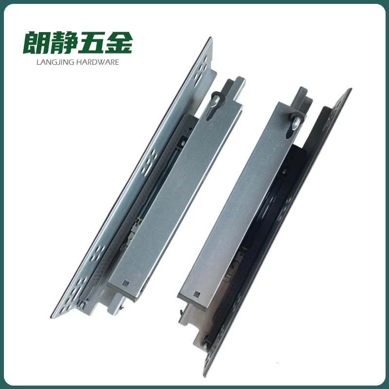 Concealed Under-Mount Three-Section Soft-Close Drawer Slides Zinc-Plated Steel Rails Adjustable Handle Custom Length Hole
