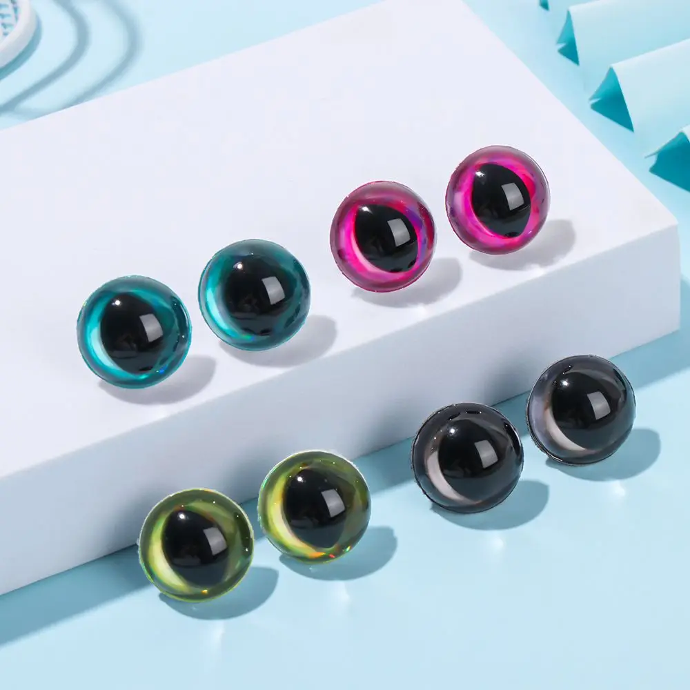 1Pair 12/15/18mm Plastic Transparent Doll Eyes Round Safety Eyes Glitter Dolls Eyeballs DIY Handmade Plush Toys Accessories