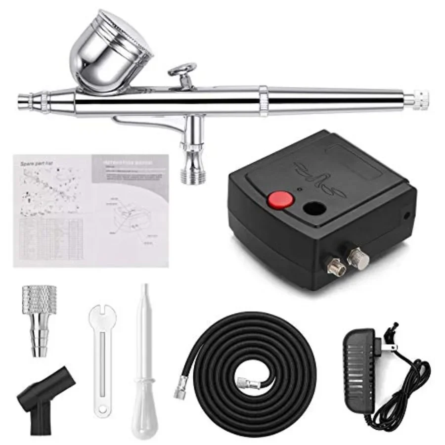 Kit de aerógrafo dualaction portátil com mini compressor de ar para pintura de arte de maquiagem, tatuagem, decoração de bolo, modo de spray de manicure