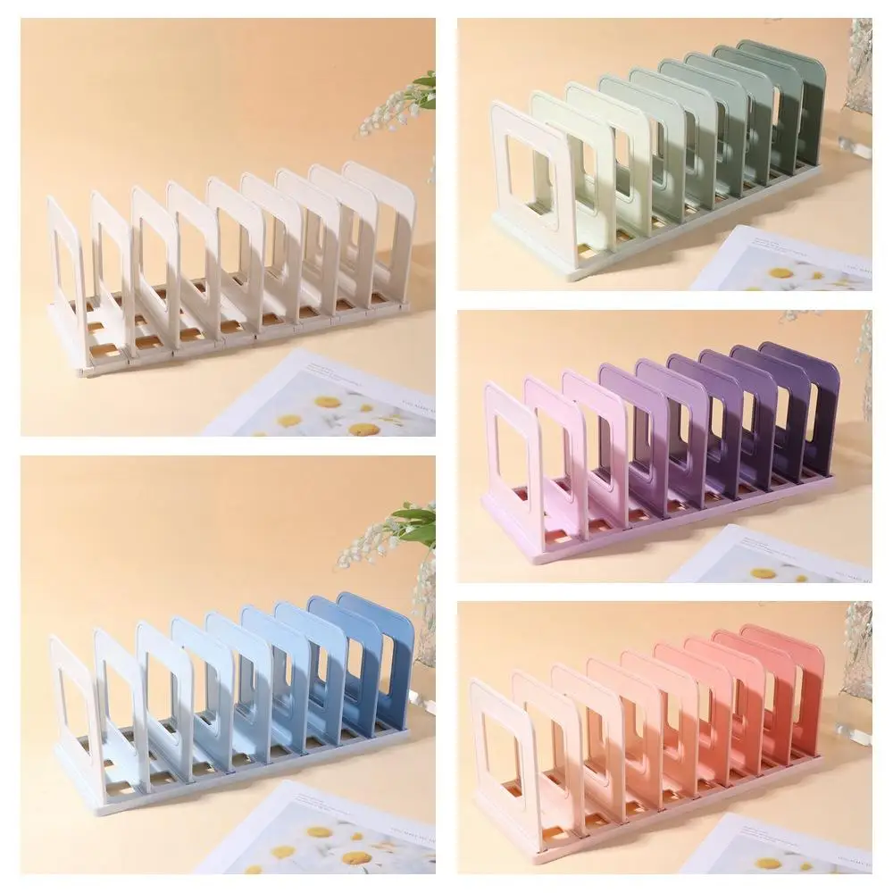 

Adjustable Detachable Bookends Dividers 8 Compartments Vertical Book Holder Space Saving Easy To Install Desktop Book Stand