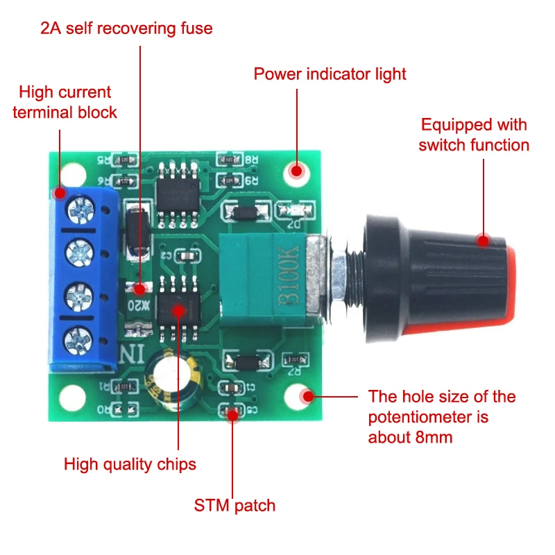 1Pcs 32*32*12mm Adjustable Speed DC Motor Driver Home Improvement Durable DC 1.8V 3V 5V 6V 12V PWM Motor Speed Controller