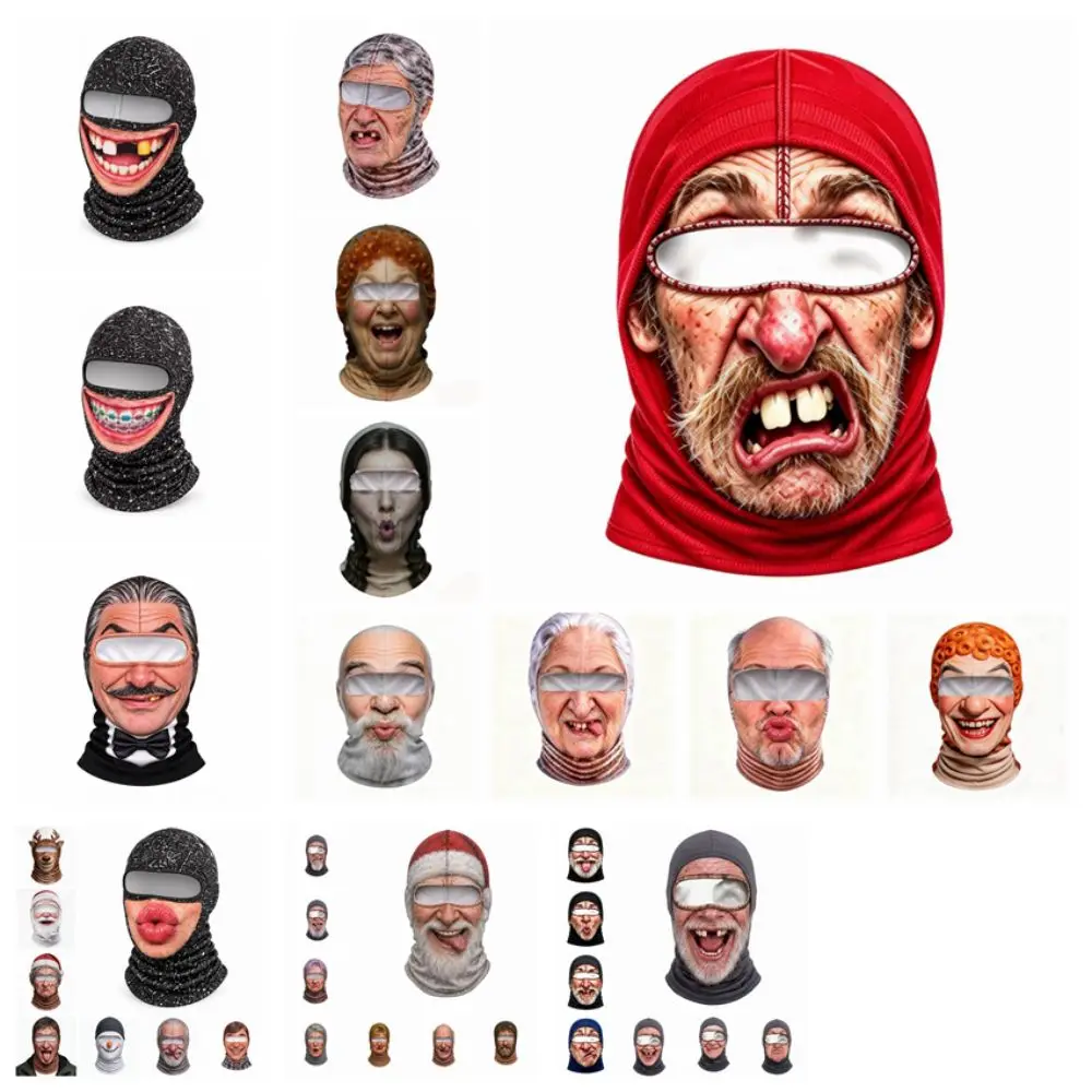 Unisex Size Funny Prank Mask Funny Breathable Motorcycle Riding Mask Windproof 3D Print Neck Hood Helmet Liner Party Events