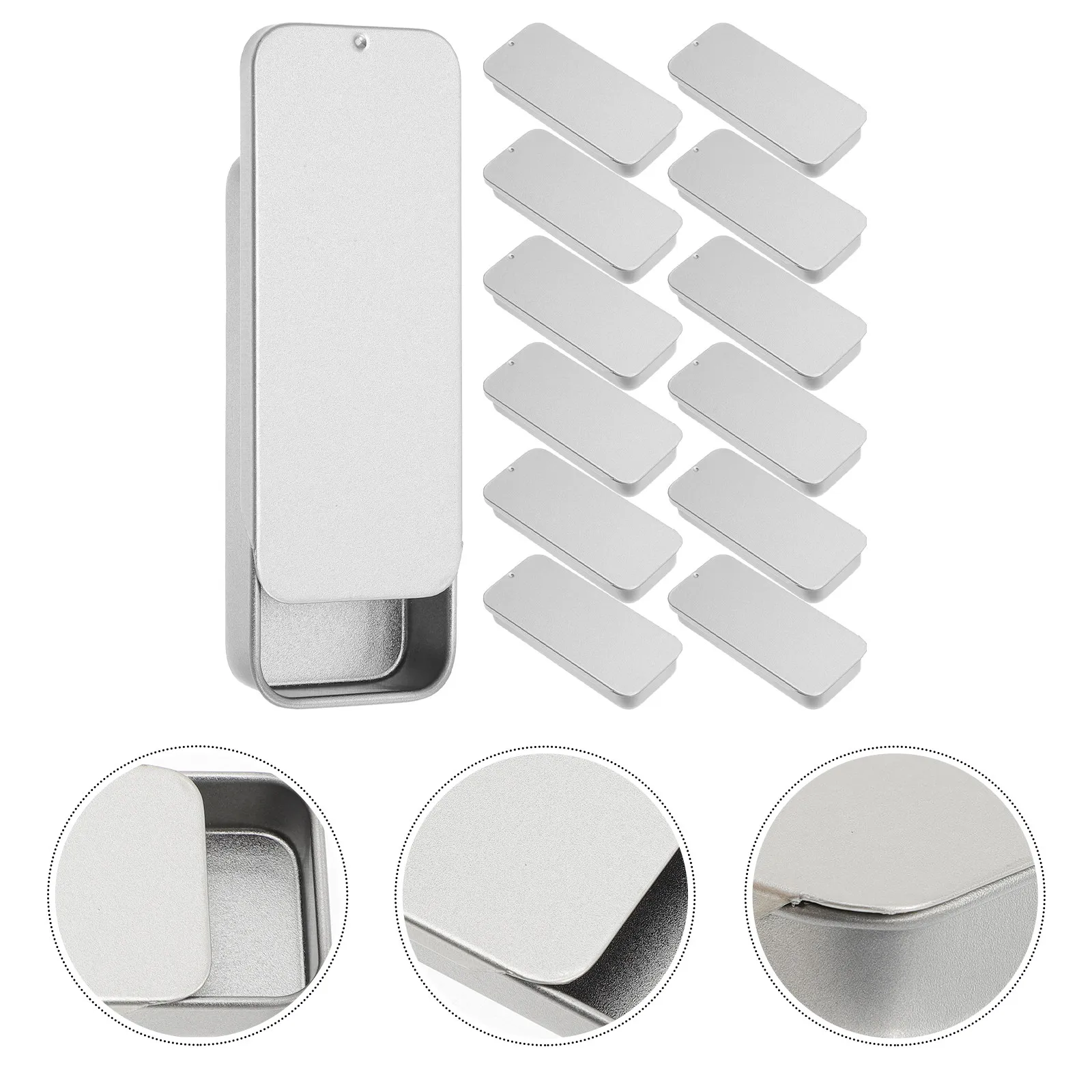 

14Pcs Sliding Lid Tinplate Storage Box for Dental Floss Picks Cotton Swabs Makeup Brushes Desktop Organizer Portable Travel Home