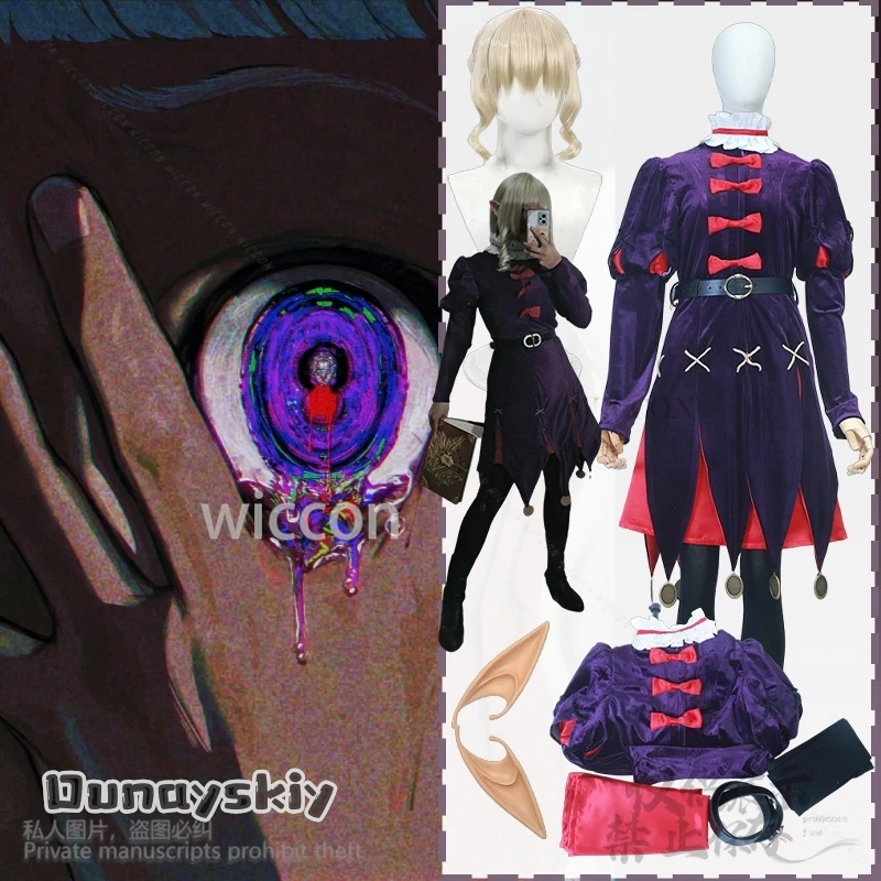 

Thistle Cosplay Delicious In Dungeon Anime Costume Magician Deep Purple Uniform Gothic Lolita Y2K Punk Dress Halloween Outfit