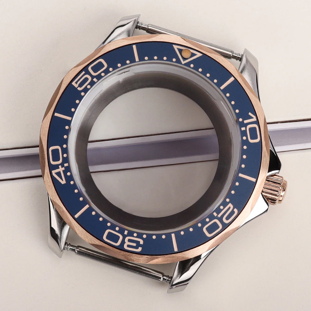 NH35 Gehäuse 41mm Roségold für Seamaster 300 316L Edelstahl Uhrengehäuse Passend für NH35 NH36 Uhrwerk 31mm Zifferblatt Uhrenbox 20mm Armband – Detail 1