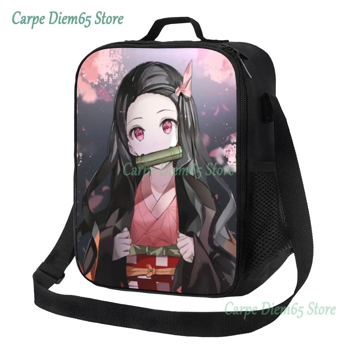 Nezuko Kimetsu No Yaiba Insulated Lunch Bag for Women Demon Slayer Anime Manga Cooler Thermal Bento Box Office Picnic Travel