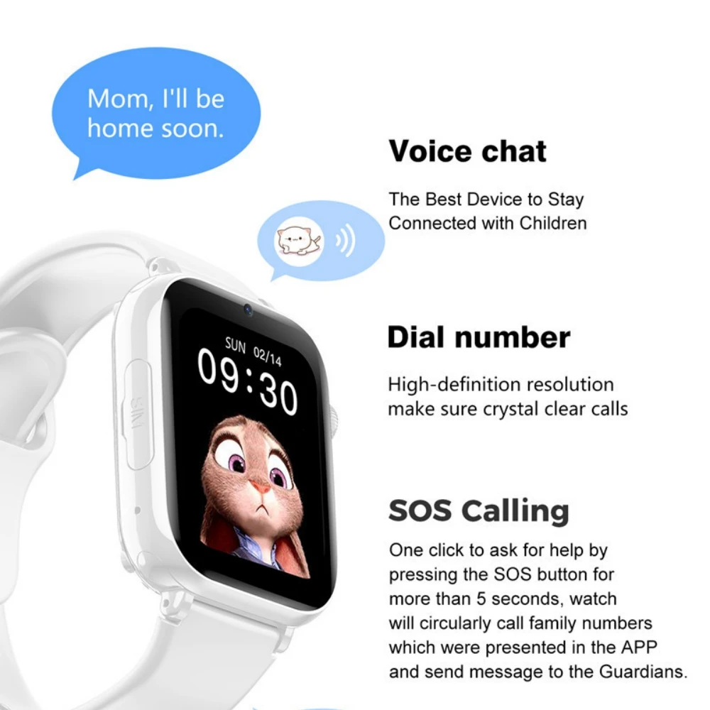 Kids 4G Smart Watch SOS GPS Location Tracker Sim Card Video Call WiFi Chat Camera Flashlight Waterproof Smartwatch For Children