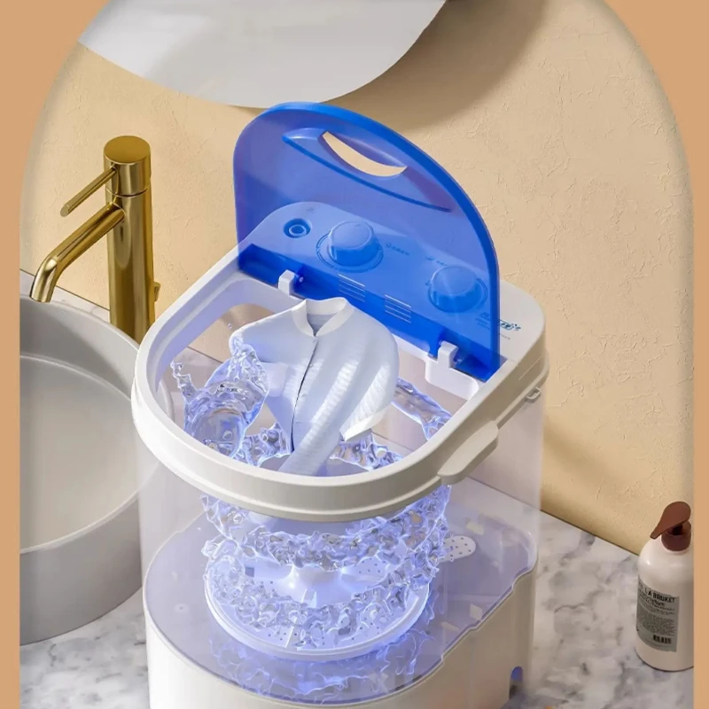 220V VCJ Mini Washing Machine Portable Washer Spin Dryer for Home Dormitory Semi Automatic Compact Laundry