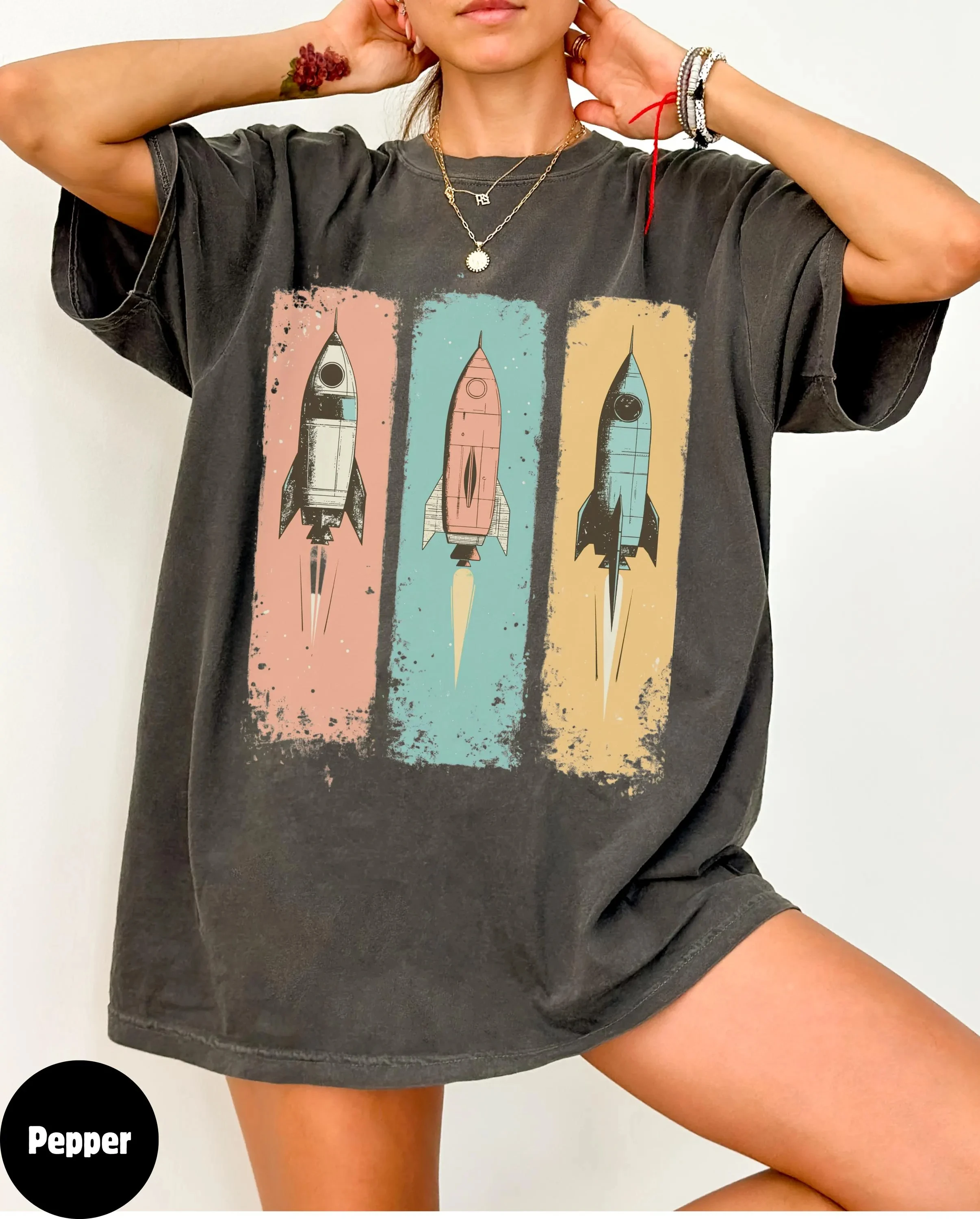 

Plus Size Summer Women's Vintage Space-Themed T-Shirt Cotton Breathable Stylish Versatile Street Style Oversized