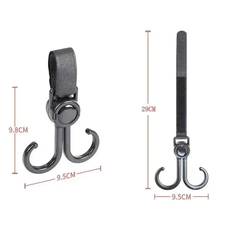 360 Degree Rotatable PU Leather Stroller Hook Heavy Duty Pram Hook for Motorcycle Helmet Grocery Bag