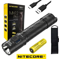 Компактный перезаряжаемый фонарик NITECORE MH12 Pro USB-C, светодиодная лампа-фонарик, 3300 люмен, аварийный тактический фонарь с NL2153HP