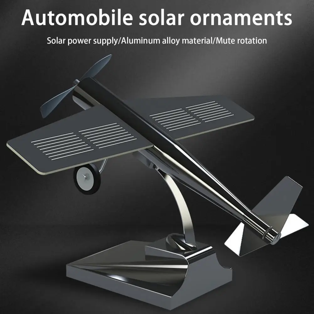 Aircraft Model with Propeller Solar Powered Sunlight Resistant Miniature Plane Model Car Ornament for Vehicle