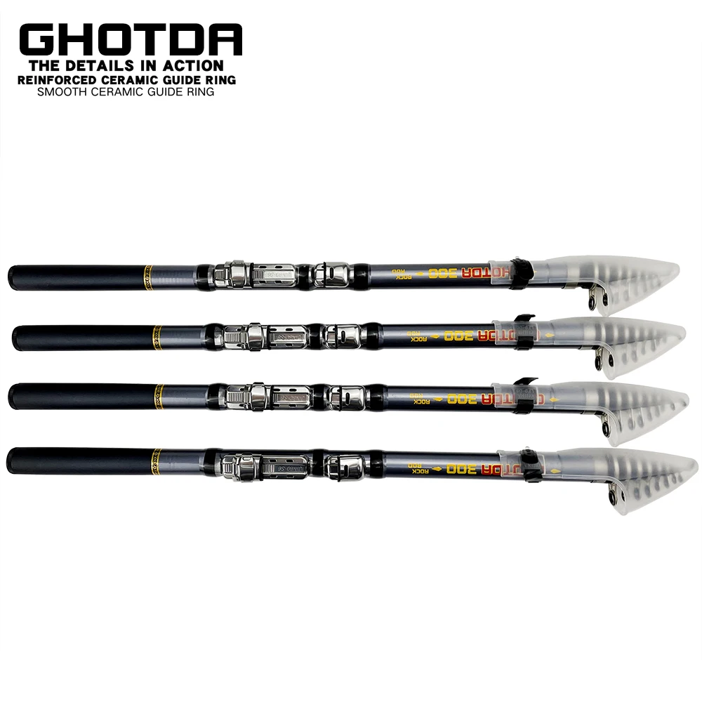 

High Quality Super Hard Carbon Fiber Rock Fishing Rod 1.5M 1.8M 2.1M 2.4M 2.7M 3M Portable Short Range Shore Casting Rod Gray