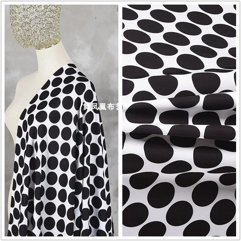 YLM Black White Polka Dot Fabric Clothing Woven Non-elastic Breathable