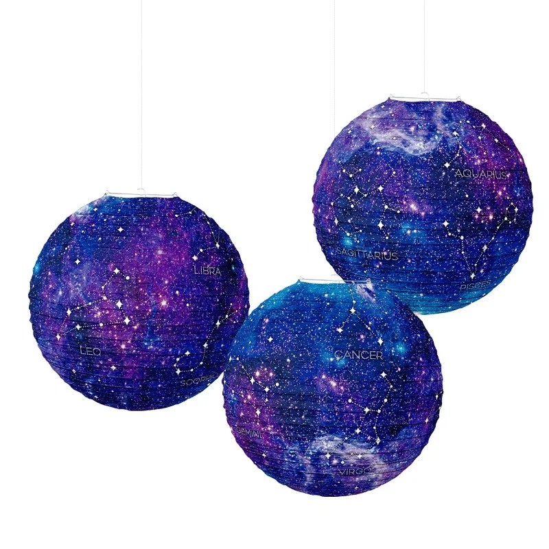 Constellation Lanterns Decoration Starry Sky Theme Party Hanging DIY Pendant Paper Lantern Pendants Kids Birthday Party Decor