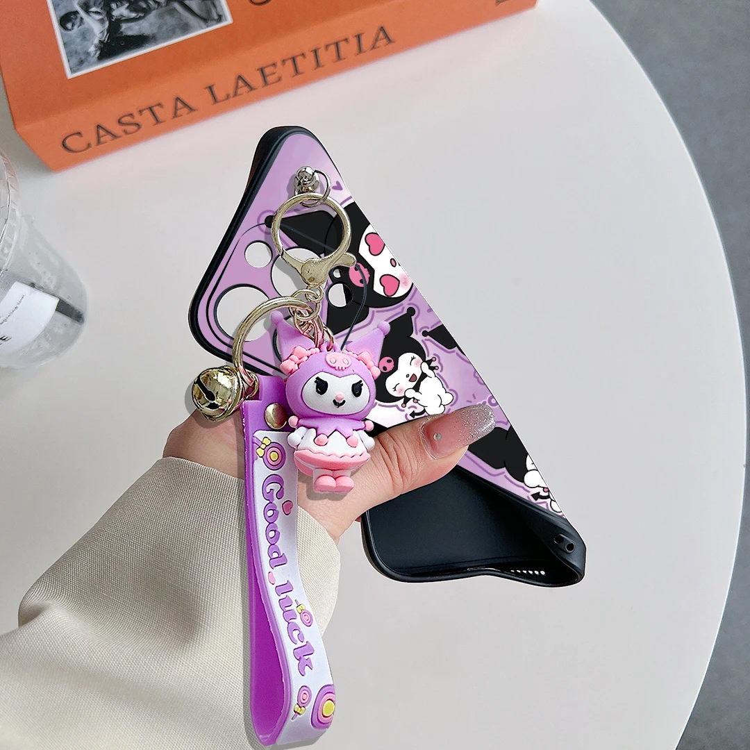 For Xiaomi Redmi 9 10 10A 12 13 10C 12C 13C 14C Note 8 9 9s 10 11 12 13 14 Pro Purple Kuromi Case With Keychain