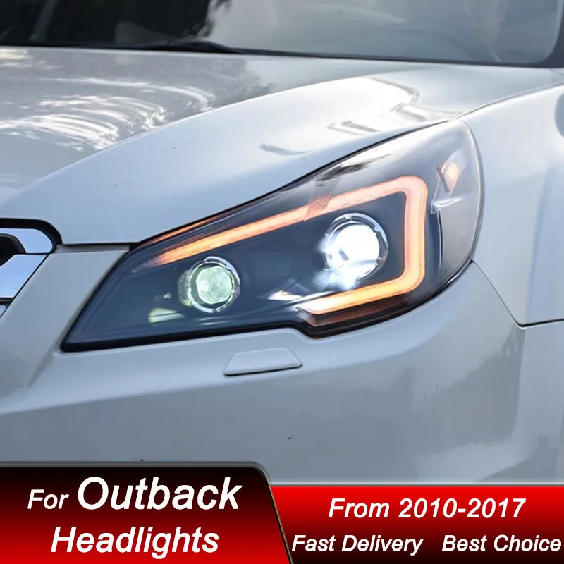 المصابيح الأمامية للسيارة لسوبارو Outback Legacy 2010-2017 نمط جديد كامل LED رئيس مجموعة مصابيح ترقية عدسة العارض اكسسوارات عدة #5