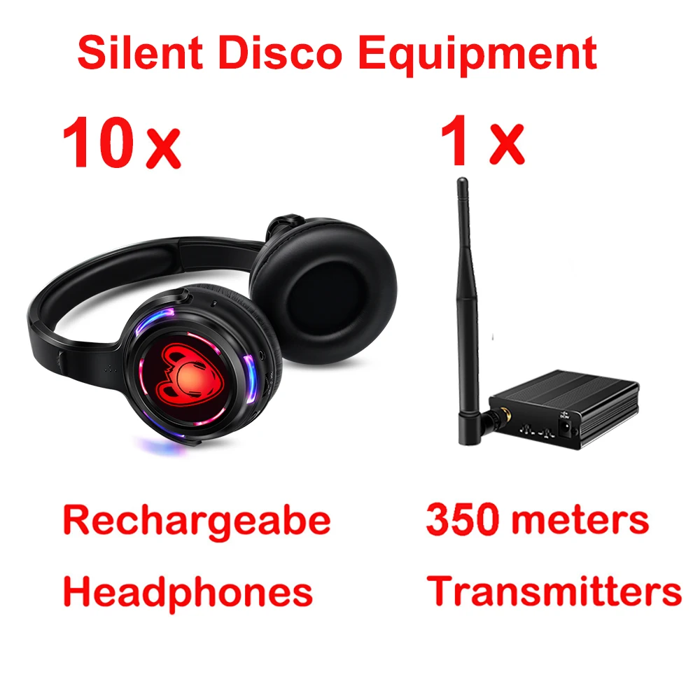 Rat Tail Silent Disco Drahtlose Kopfhörer und RF LED LOGO Headset Bundles mit Sender 500M Für iPod MP3 DJ Musik Pary Club 3