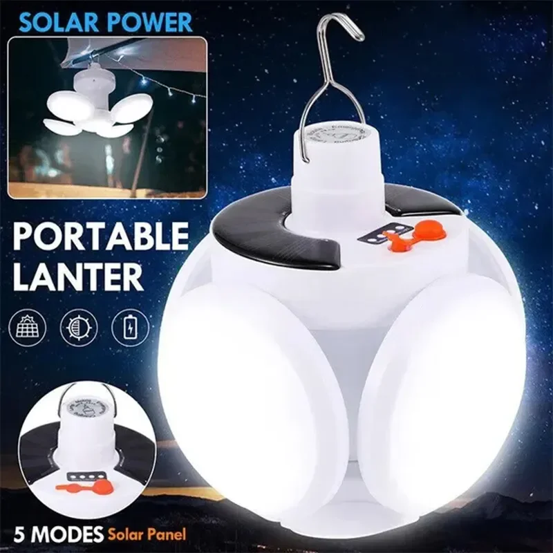 Carregamento USB LED Solar Bulb, Dobrável, Portátil, Camping, Iluminação Adequado para Tenda, Ao ar livre, Caminhadas, Power Outage de emergência